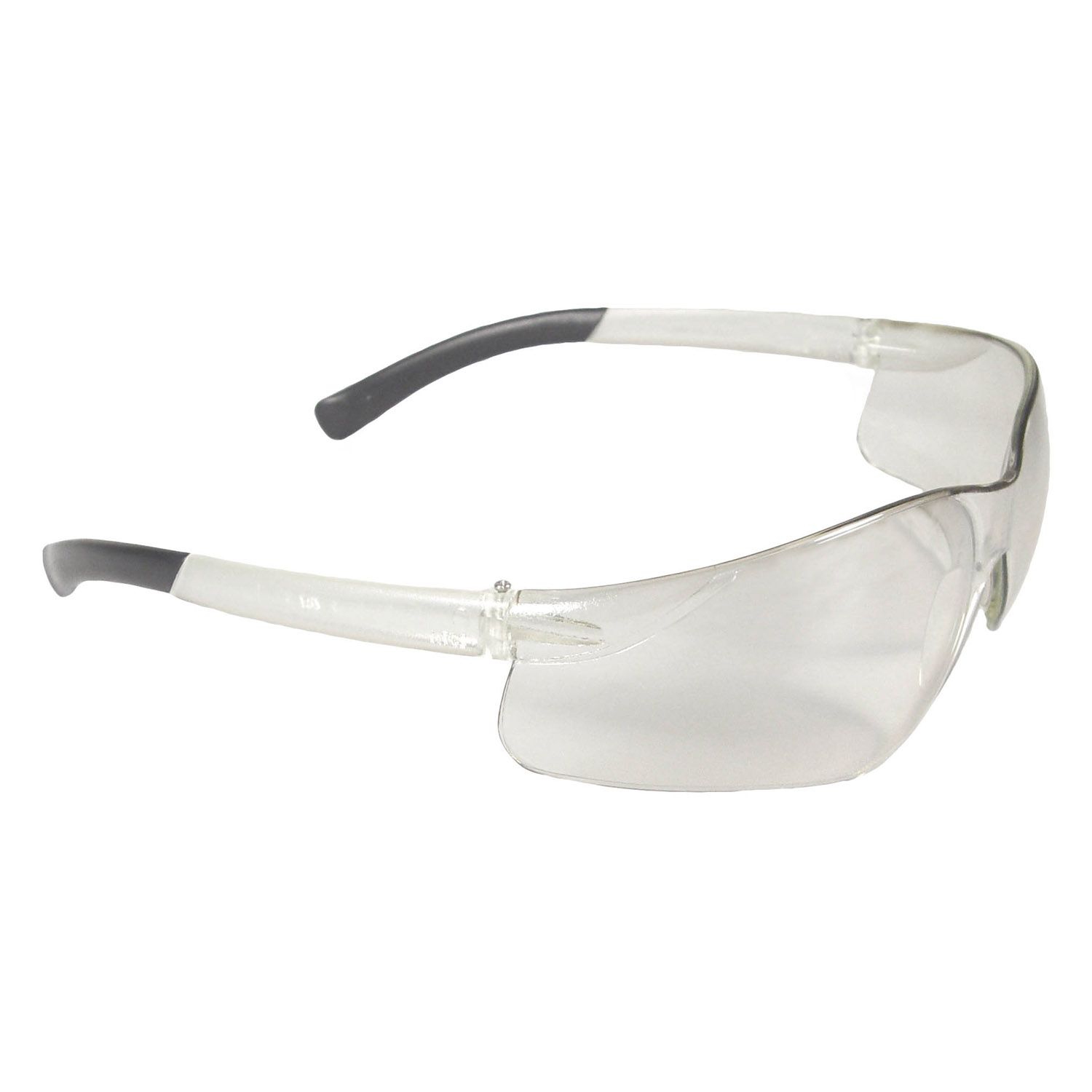 Radians Rad-Atac blue frameless safety glasses, wraparound, with clear polycarbonate anti-fog and scratch resistant lenses.